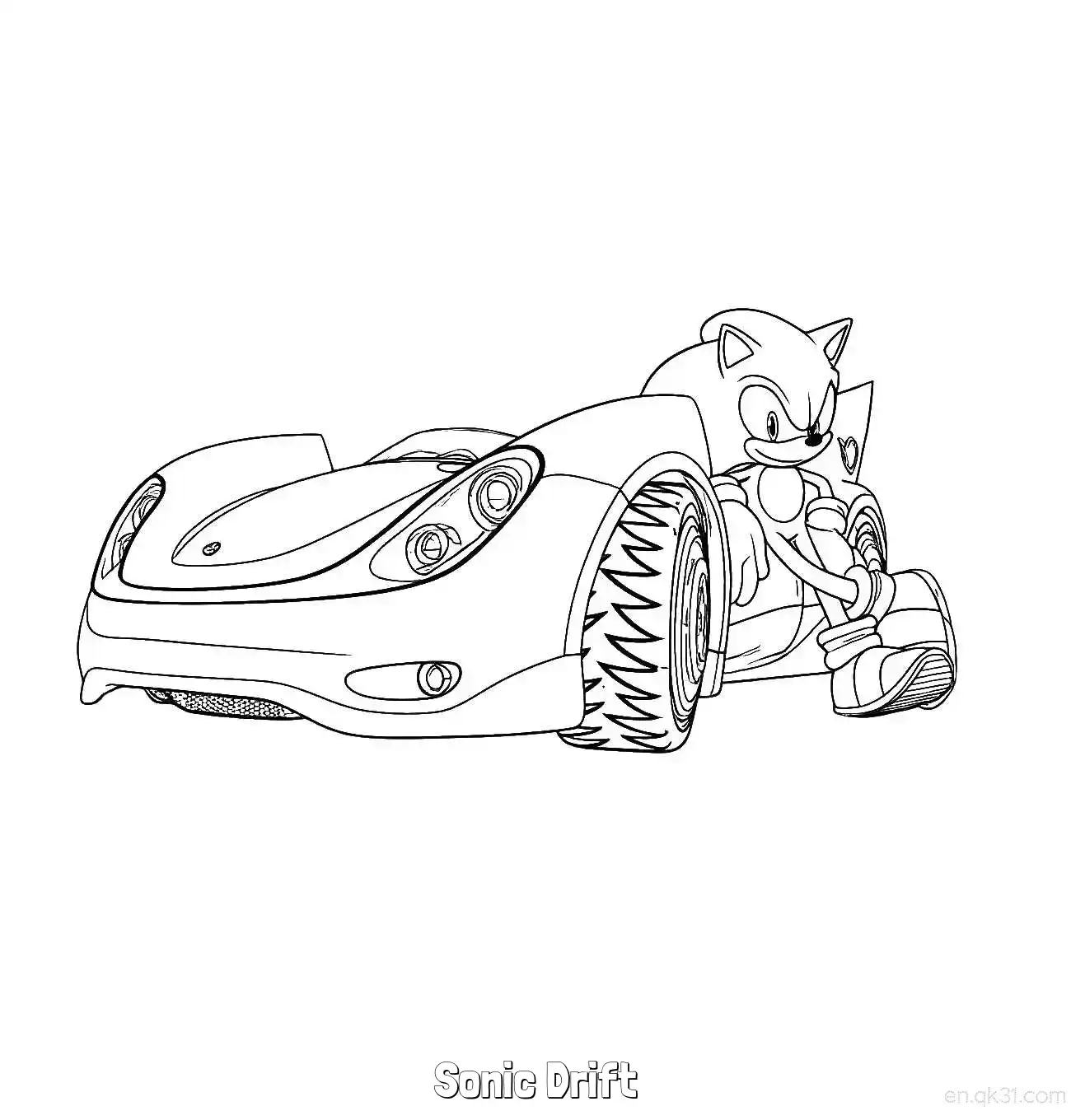 免费 索尼克 跑车简笔画 - 免费可打印刺猬索尼克简笔画 简笔画涂色页